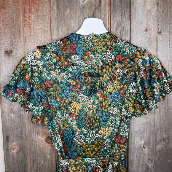 Vintage 70s Jody T of California Mesh Lace Black Floral Midi Wrap Dress size 7 - Picture 6 of 14